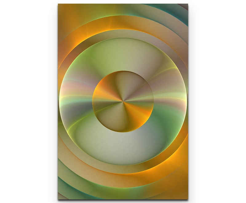Sinus Art Leinwandbild Abstraktes Bild  golden, grün, metallic konzentrische Kreise - Leinwandbild