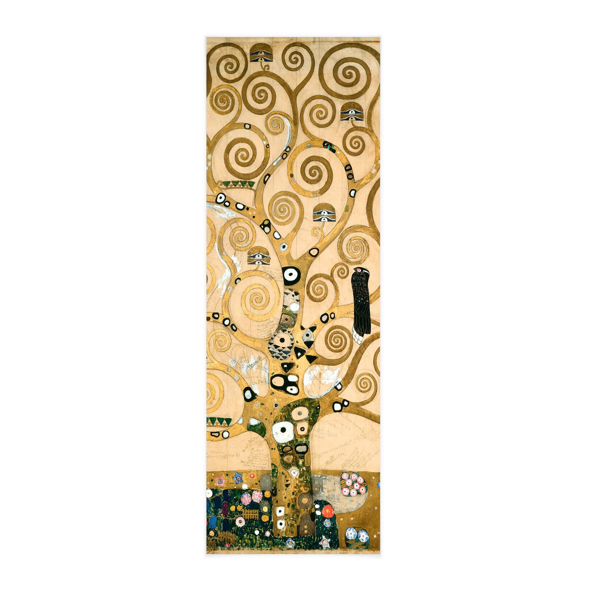 K&L Wall Art Leinwandbild Vintage Stoffbild Poster Klimt Baum des Lebens Feng Shui Deko, Lebensbaum Banner gold ohne Zubehör