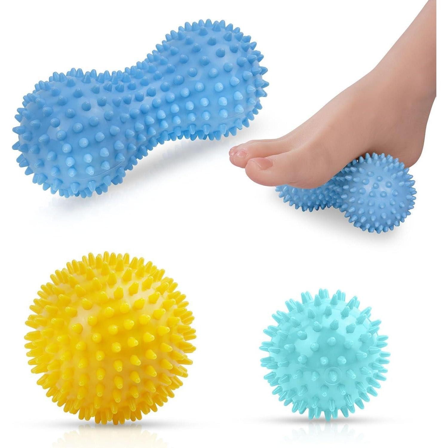 Massageball Massagebälle Faszienball Igelball Noppen 3er Rücken Gelb Blau Grün
