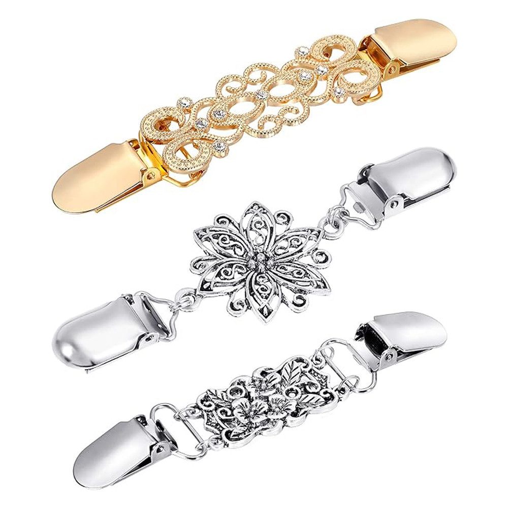 Blusmart Anstecknadel Vintage Kragen Schal Pin (Strickjacke Kragen Kleider Clips, 3-tlg., Brosche Clips Hemd Clips), Für Frauen Mädchen Shirt