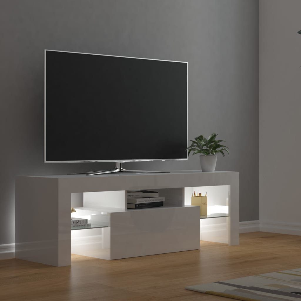 120x35x40 cm mit vidaXL (1-St) Hochglanz-Weiß TV-Schrank LED-Leuchten TV-Schrank