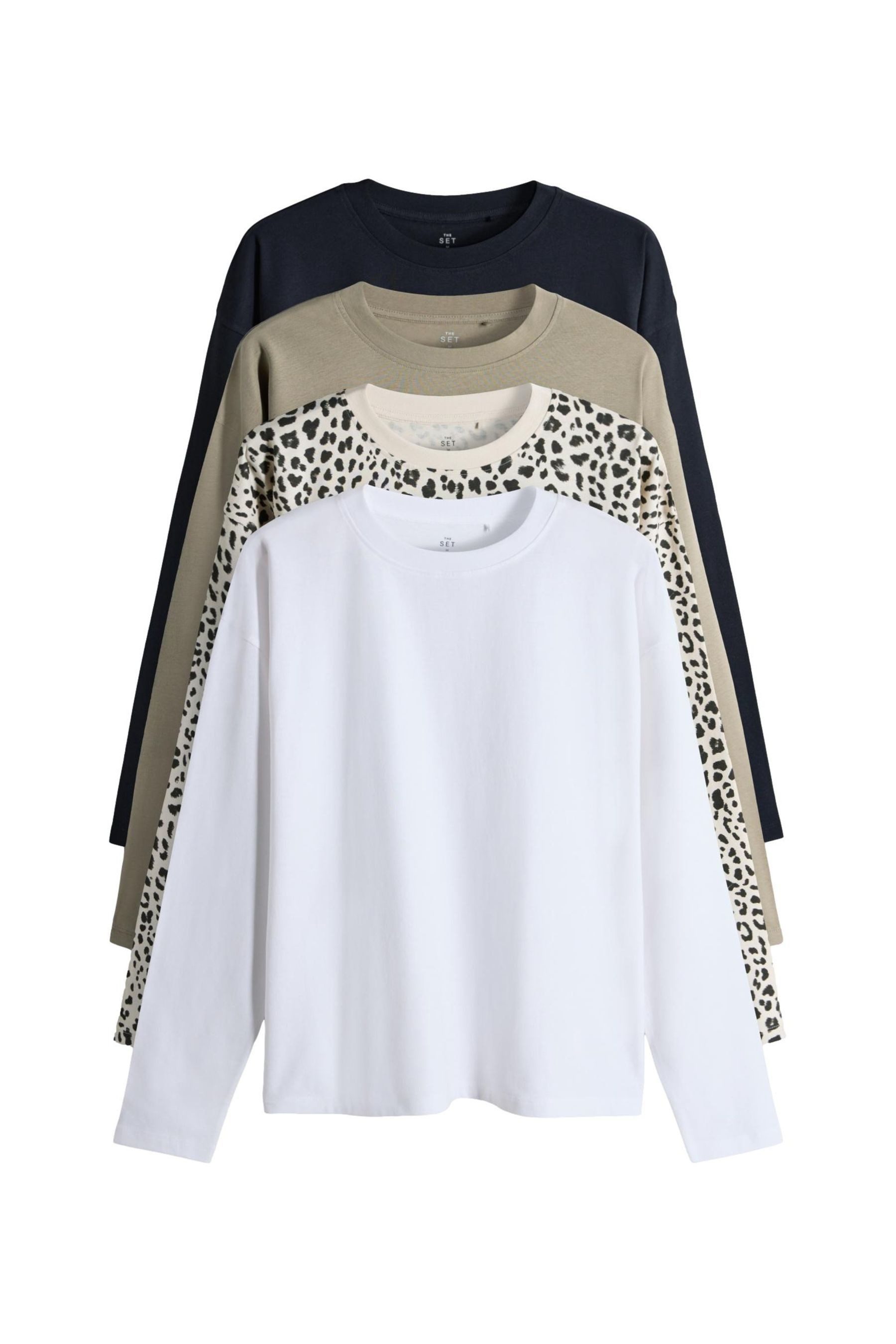 The Set Langarmshirt The Set Relaxed Fit Langarmshirts, 4er-Pack (4-tlg) günstig online kaufen