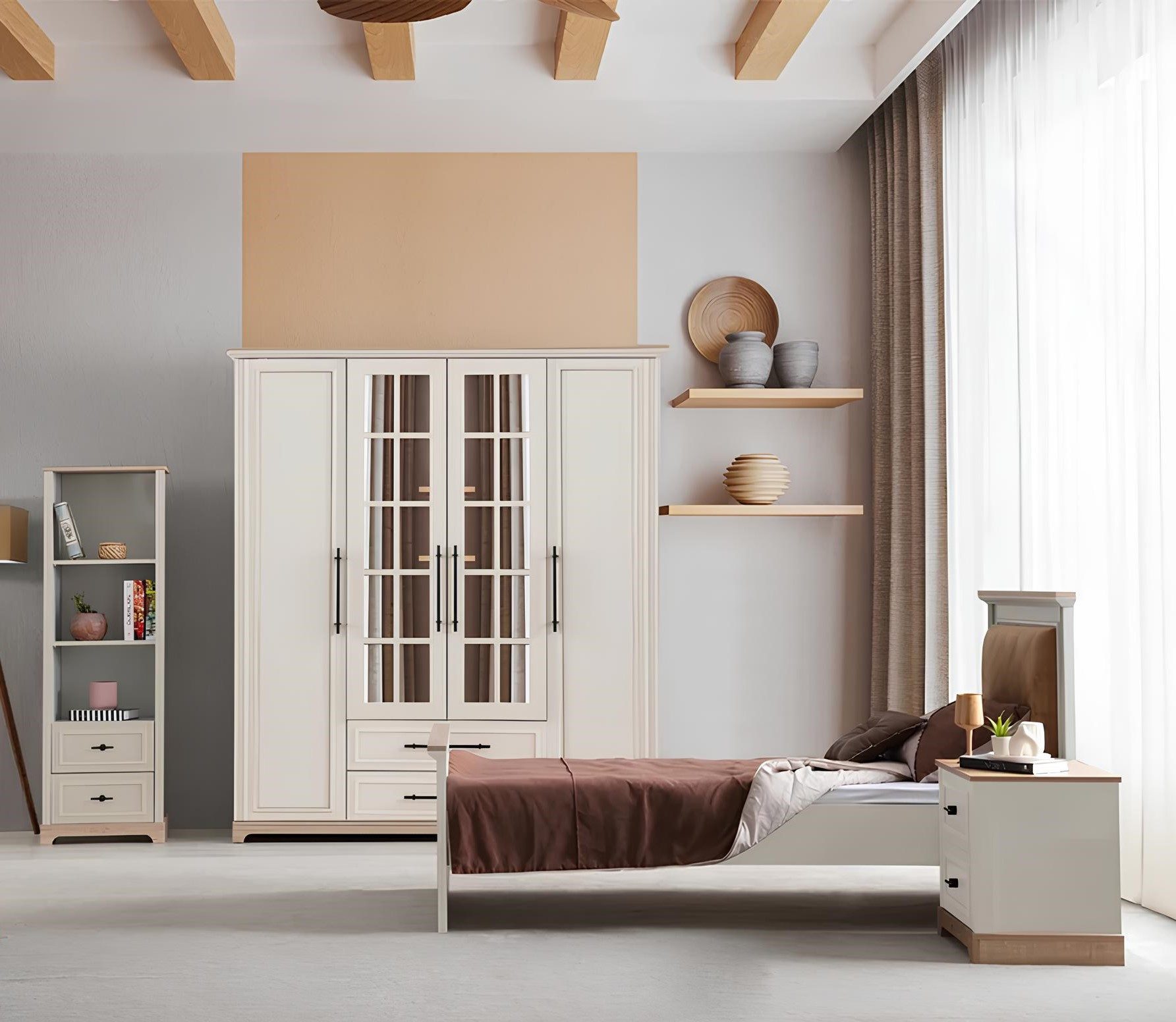 Jugendzimmer-Set JVMoebel Jugendzimmer Möbelset in Weiß mit Bett und Stauraum