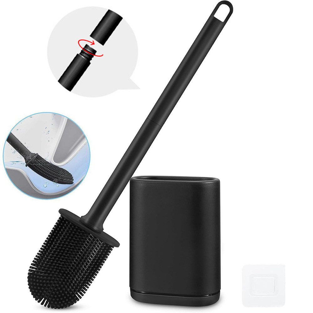 TUWENA Badaccessoire-Set Silikon-Toilettenbürste und Halter, biegsam, effiziente Reinigung