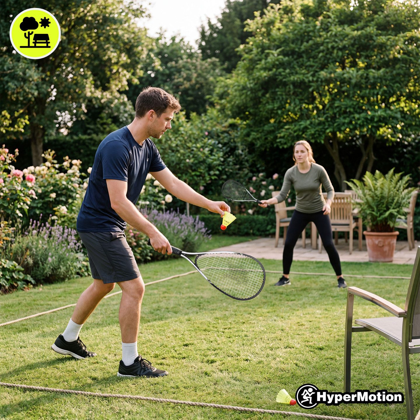 HyperMotion Badmintonschläger HyperMotion Speed Badminton Set Crossminton 2 Schläger 5 Bälle