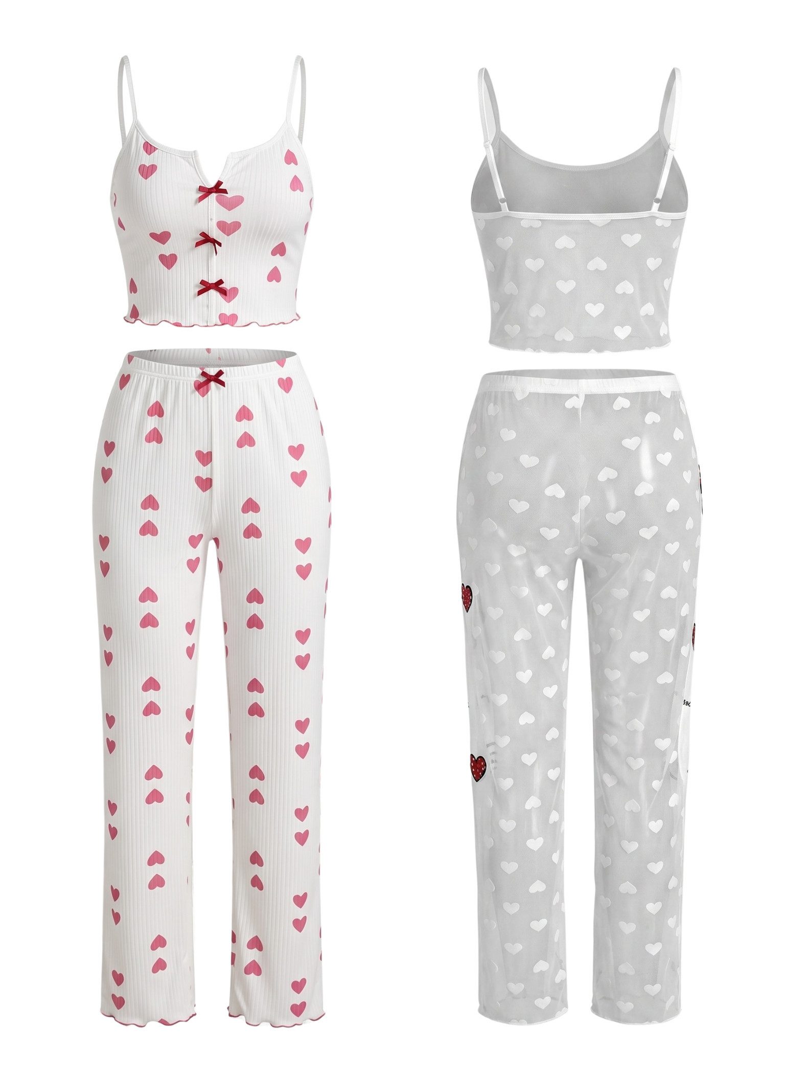 Elegant Love Hausanzug Sexy Nachtwäsche-Set – transparenter Schlafanzug für Damen (Set, 2 tlg., Top & Hose) Bequemes Loungewear-Set – Pyjama-Style für Zuhause & Freizeit