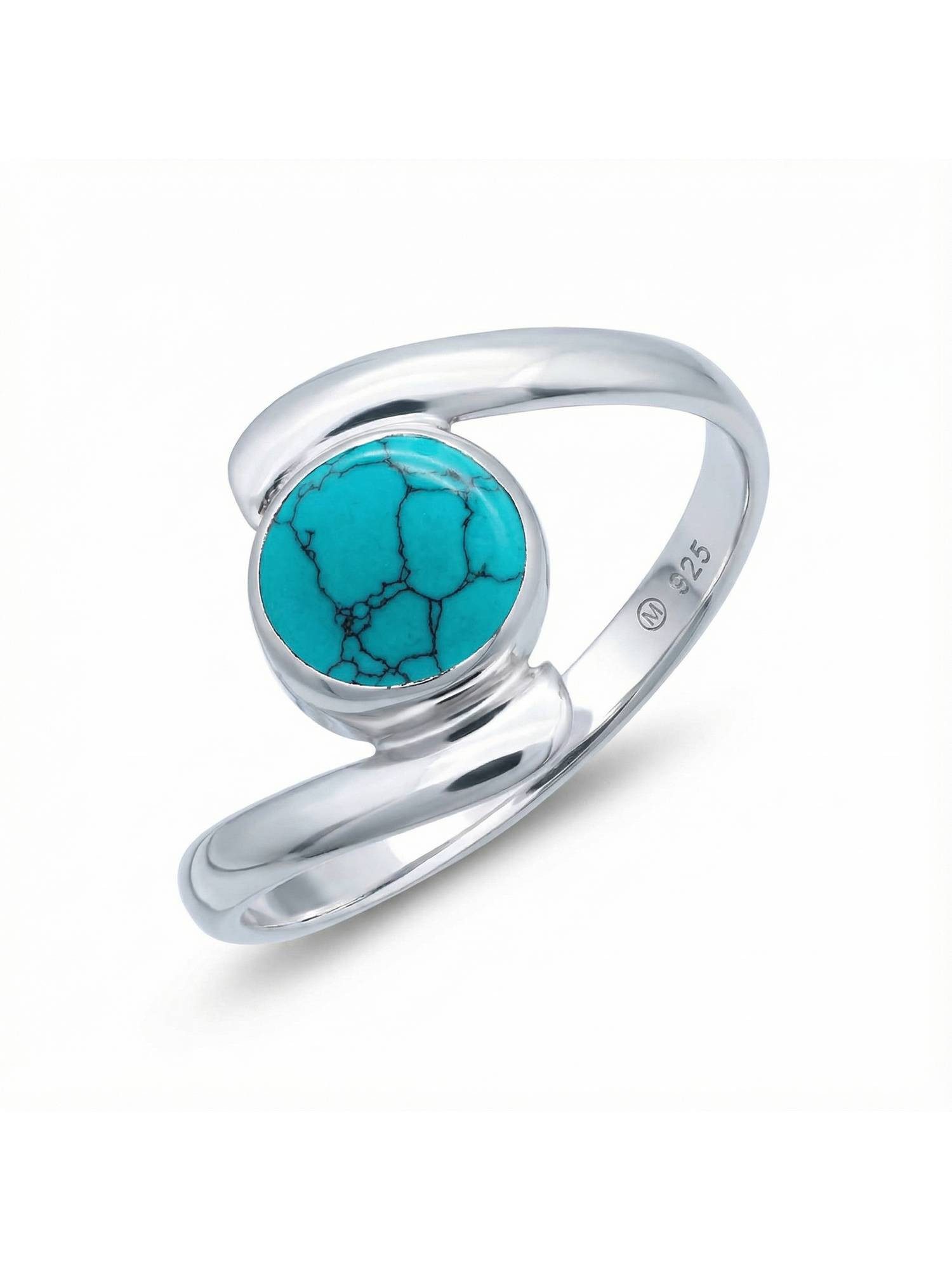 mantraroma Silberring SAMAYA aus 925 Silber mit Türkis (Ring mit Schmuckbeutel), Damenring aus 925er Silber