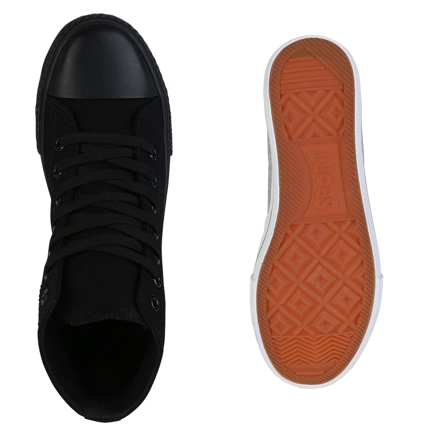 VAN HILL 838463 Sneaker Damen Sneaker High Schnürer Bequeme Basic Stoff