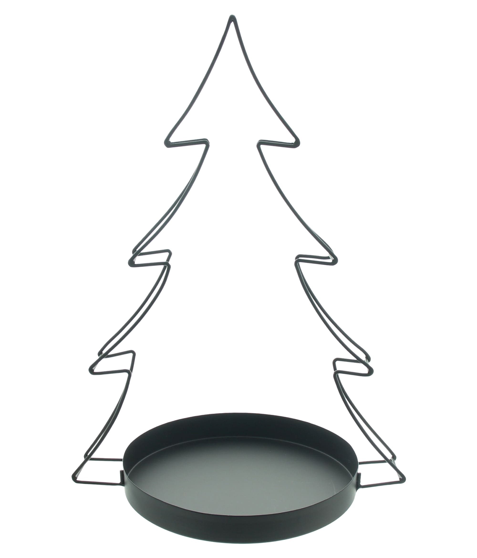 Dekoleidenschaft Dekoschale "Tannenbaum" aus Metall, schwarz, Deko-Tablett, Obstschale, Obstkorb, Schale Ø 25 cm mit Baum Silhoutte, 49 cm hoch