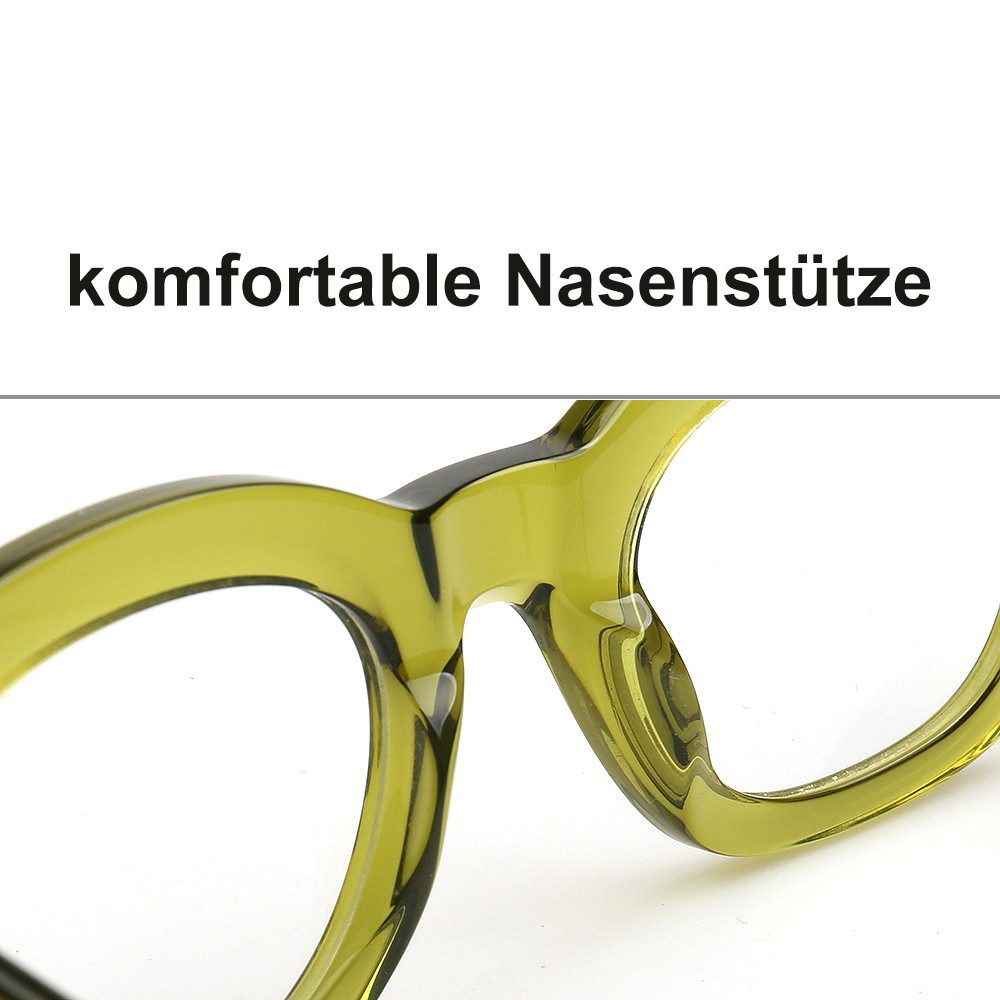 PACIEA Brillengestell Damen Herren Ohne Sehstärke Anti Blaulicht Rundrahmen Breite Bügel