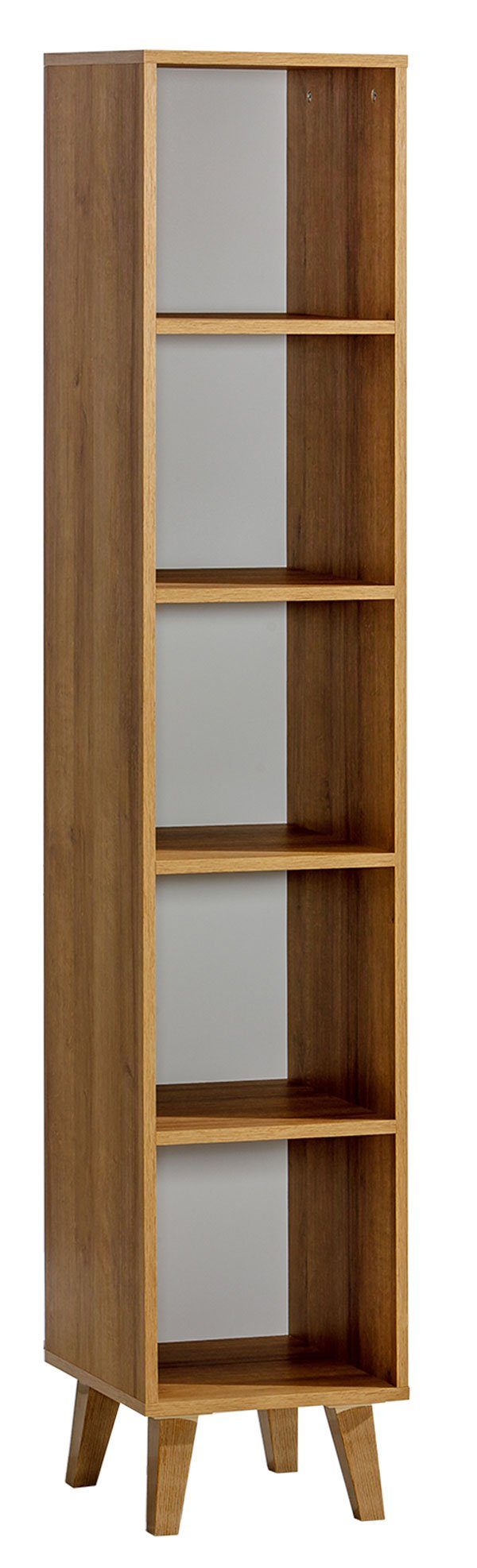 Feldmann-Wohnen Bücherregal Viso, 35x38x180cm 5 Riviera Eiche mit Fächern offenen weiß