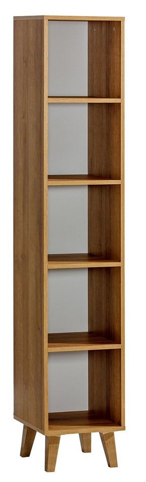Feldmann-Wohnen Bücherregal Viso, 35x38x180cm Eiche Riviera weiß mit 5  offenen Fächern