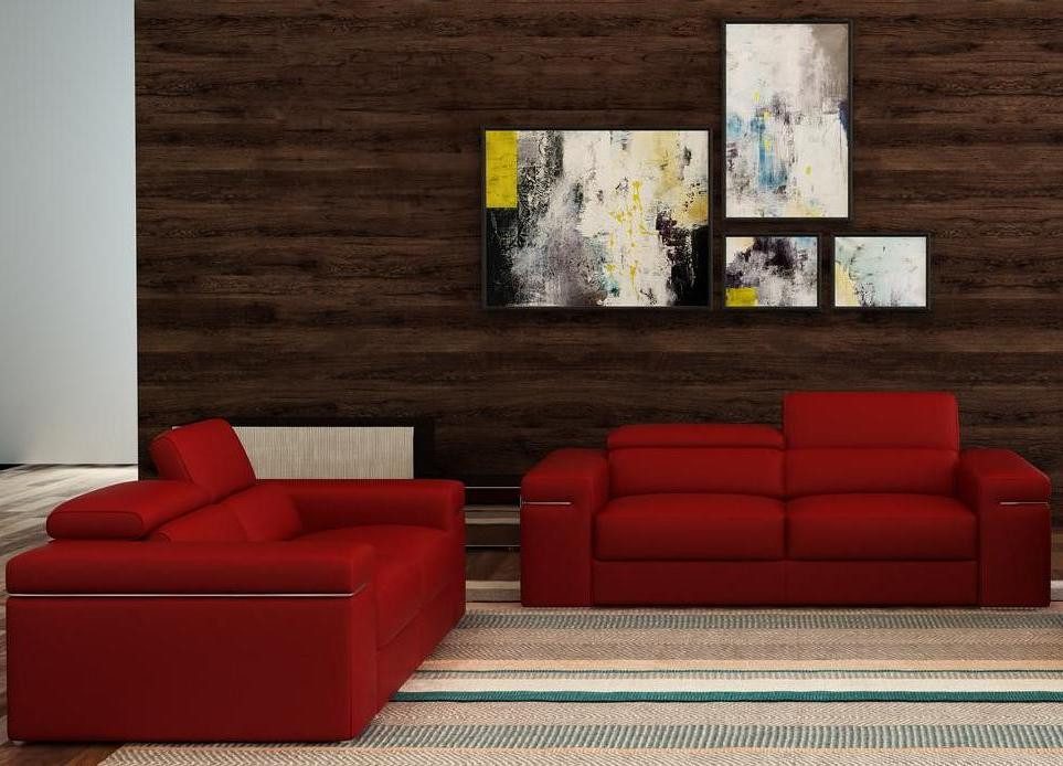 Xlmoebel Polstergarnitur Luxuriöses rotes Ledersofa mit hohem Komfort und elegantem Design, (3 Sitzer + 2 Sitzer, 2-tlg., 3 Sitzer + 2 Sitzer), Hergestellt in Europa