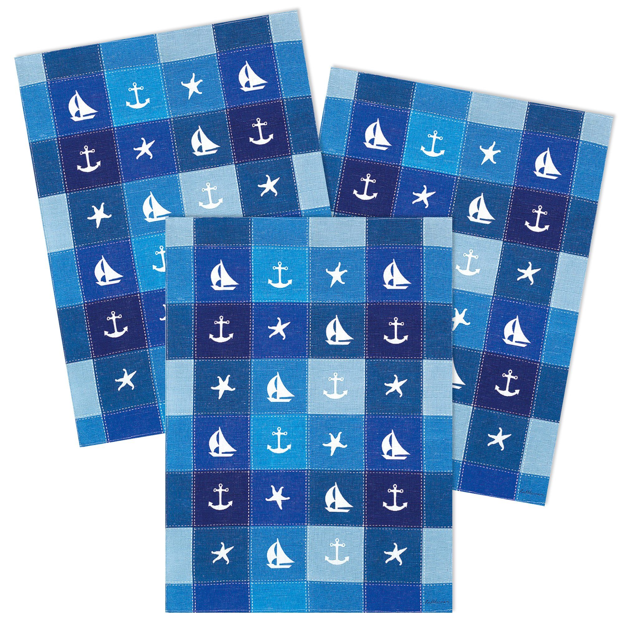 Kracht Geschirrtuch Marine, (Set, 3-tlg., Set), günstig online kaufen