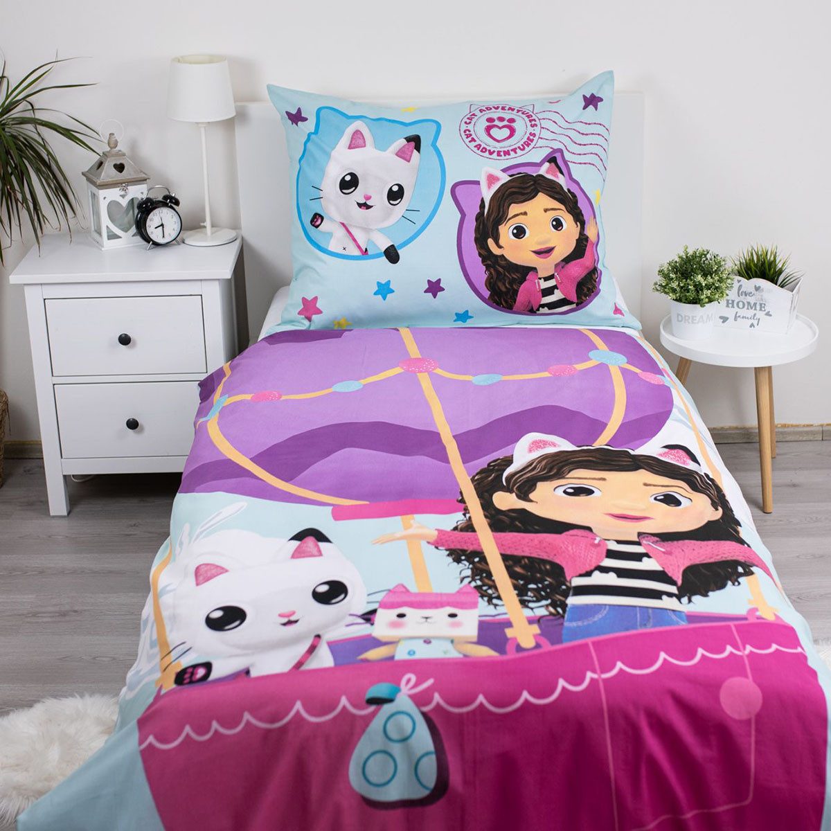 Jerry Fabrics Kinderbettwäsche Disney Gabby´s Dollhouse Kinderbettwäsche Katzen 140x200 cm, Renforcé, 2 teilig