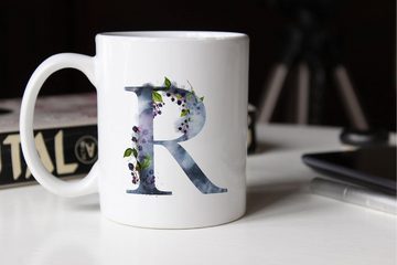 Autiga Tasse Buchstaben-Tasse "[object Object]" Tasse mit Buchstabe Alphabet Monogramm Watercolor gezeichnet Kaffeetasse Autiga®, Keramik