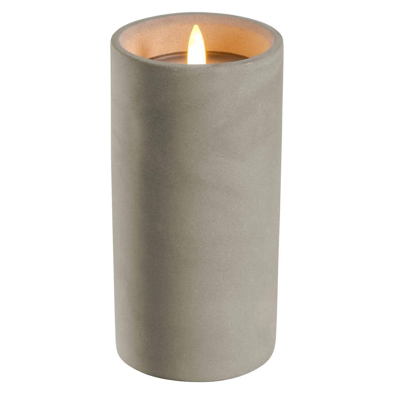 LEONARDO LED-Kerze SILENZIO, Ø 8 x H 15 cm, Grau, Weiß, Beton, Kunststoff, Batteriebetrieben