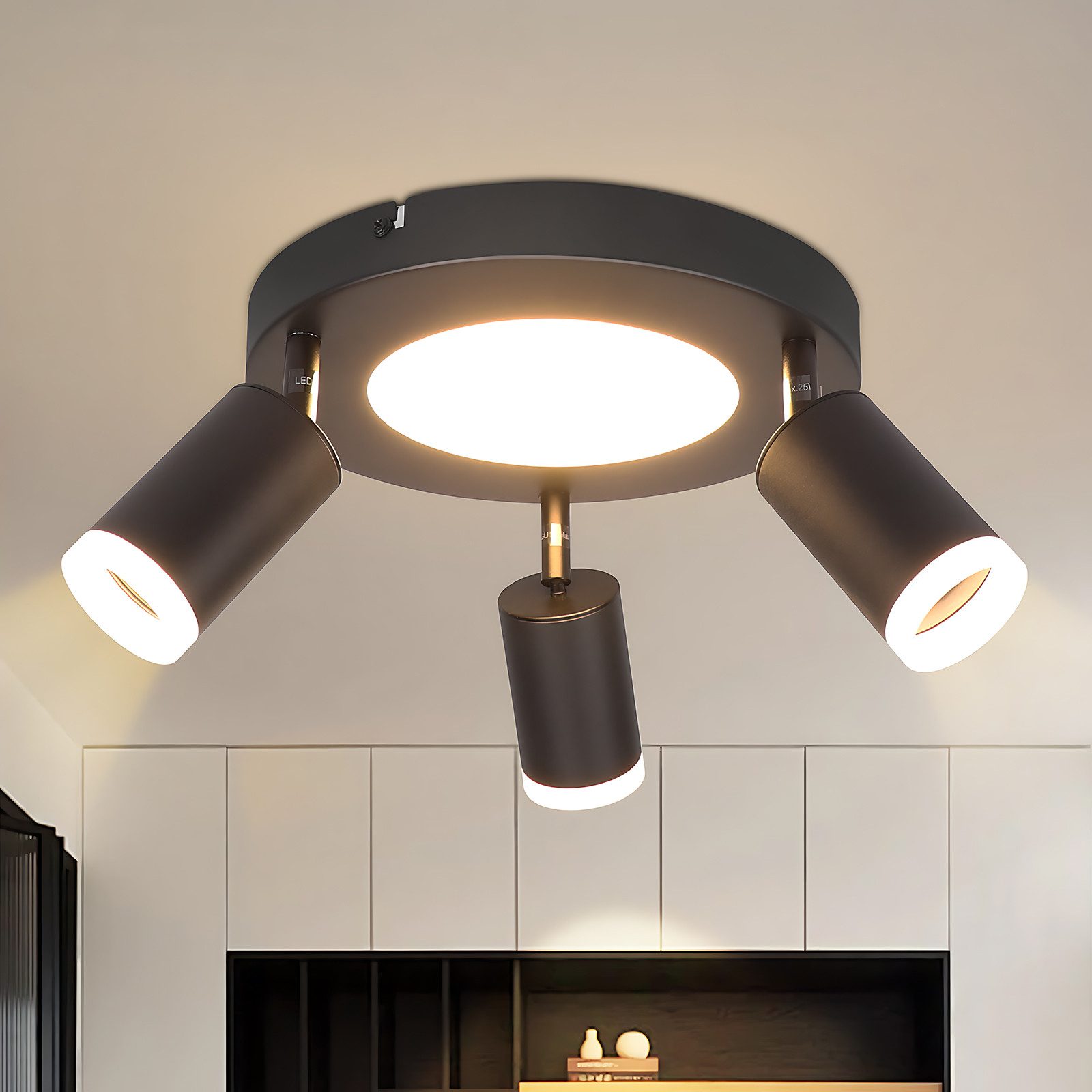 ZMH Deckenstrahler 3 Flammig Schwarz/Weiß GU10 Deckenlampe 20W 3000K für Fl günstig online kaufen