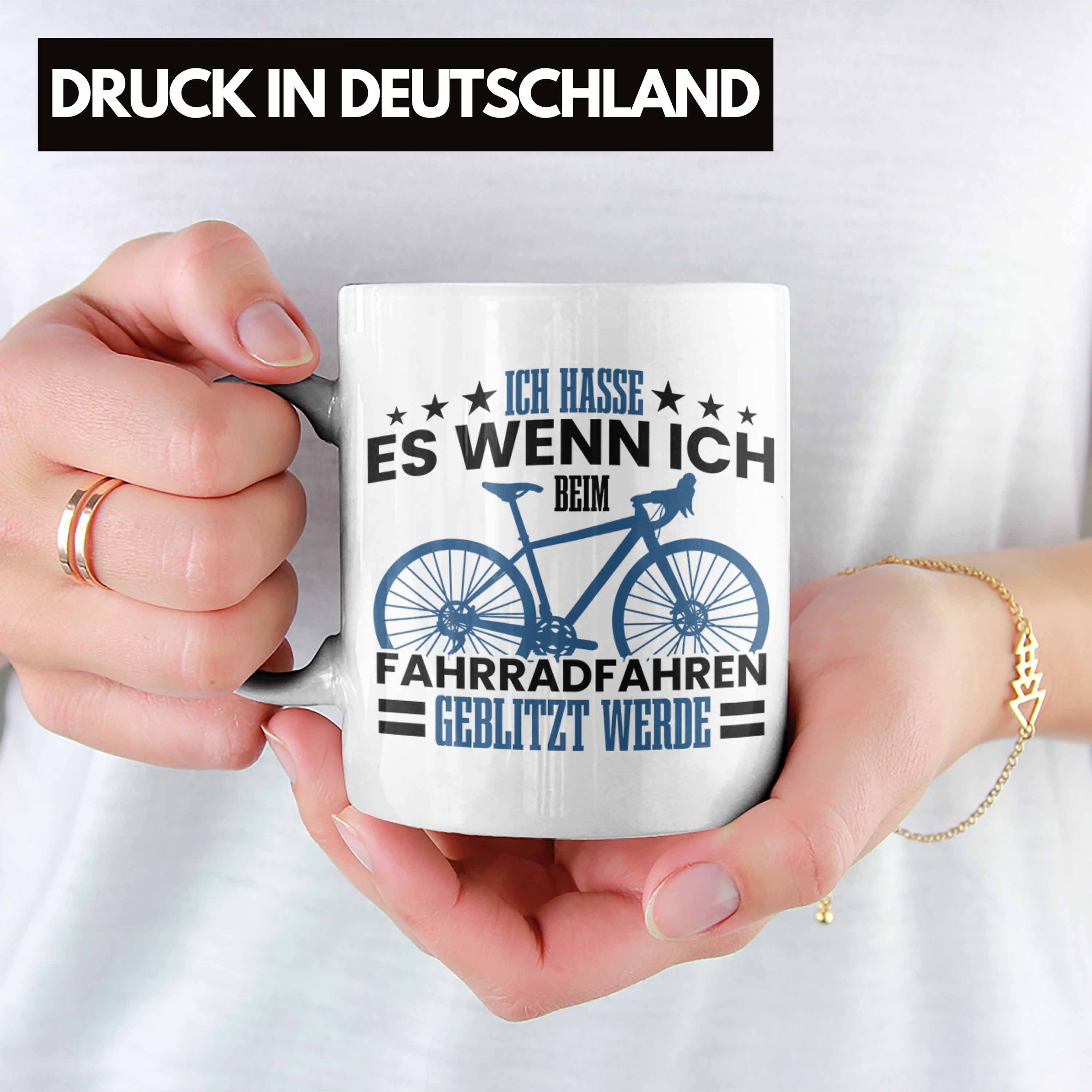 Trendation Tasse Tasse Fahrradfahrer Geschenk Weiss Geblitzt Radfahrer Fahrradfahrern für Wer