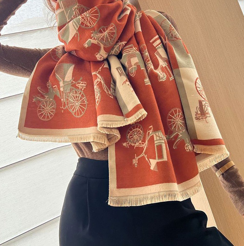 im Einfacher, Winter, 65 Herbst verdickter Damen und warmer Schal UG, Jacquard-Schal modischer vielseitiger 190 * für L.Ru cm Foulard