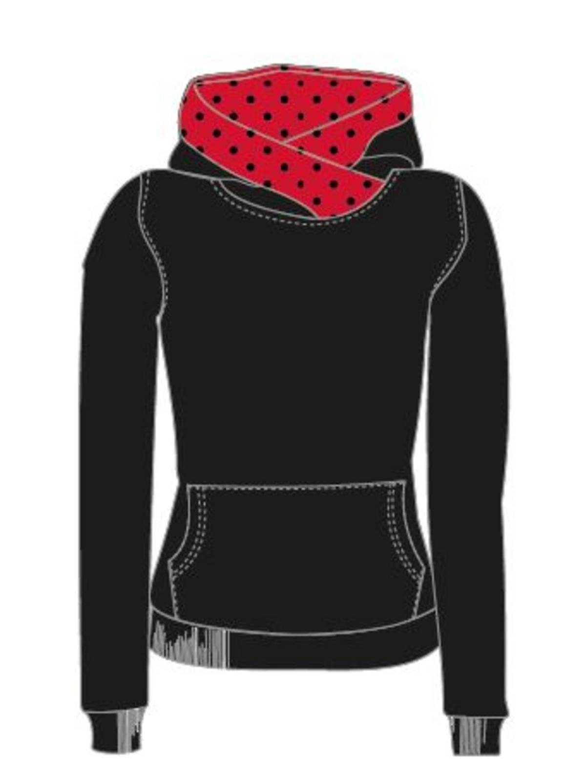Pussy Deluxe Schalkragenpullover Black Dotties On Red Hoodie