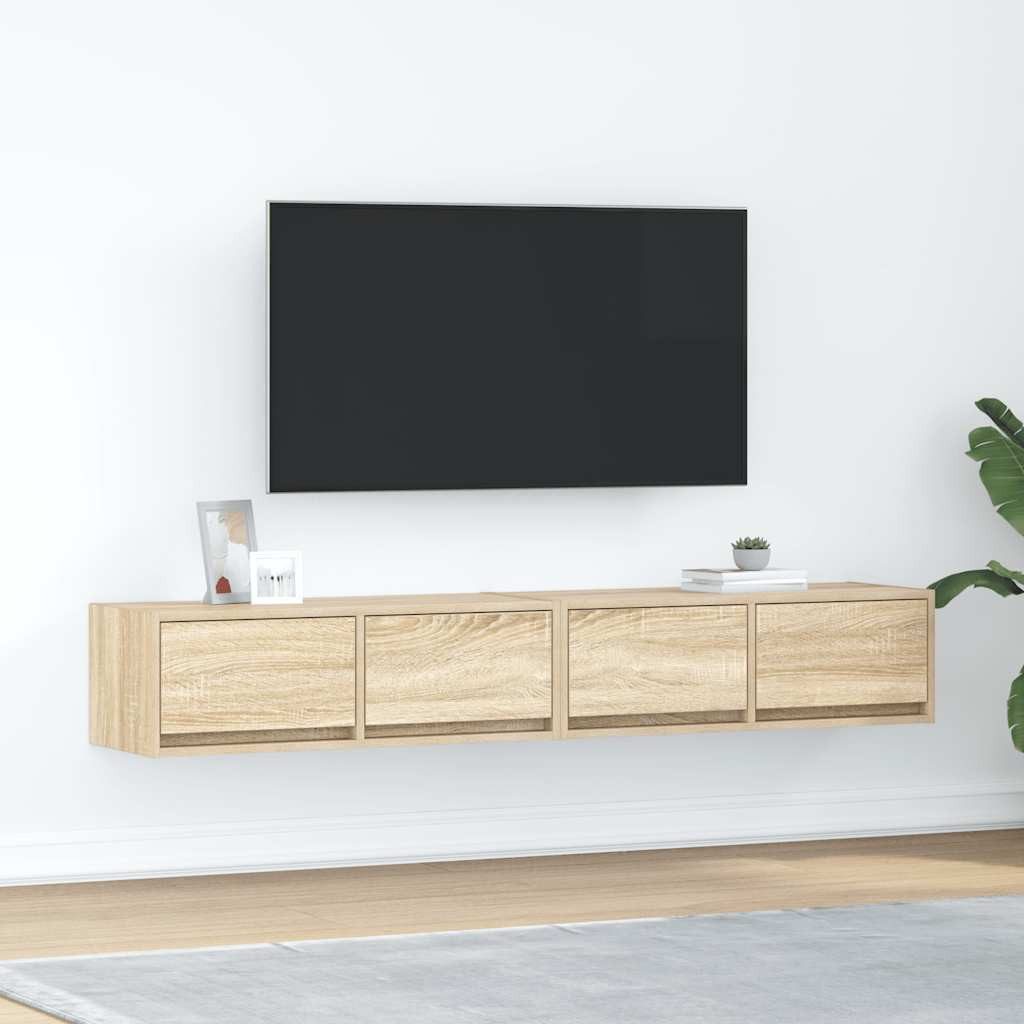 vidaXL TV-Schrank TV-Schränke 2 Stk. Sonoma-Eiche 80x31x25,5 cm Holzwerkstoff (2-St)