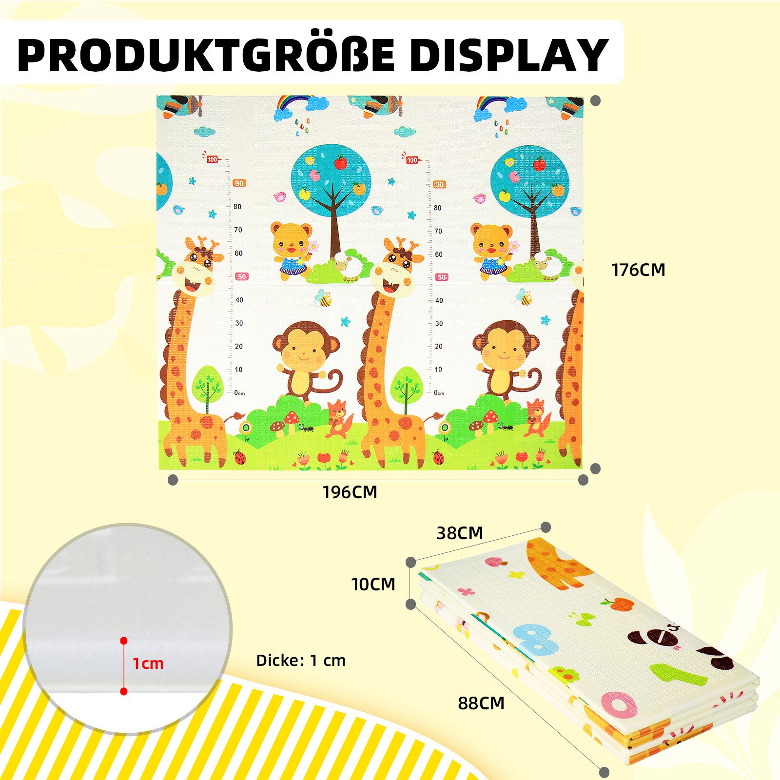CCLIFE Spielmatte Krabbelmatte Spielmatte Babymatte Faltbar klappbar Wasserdicht, klappbar