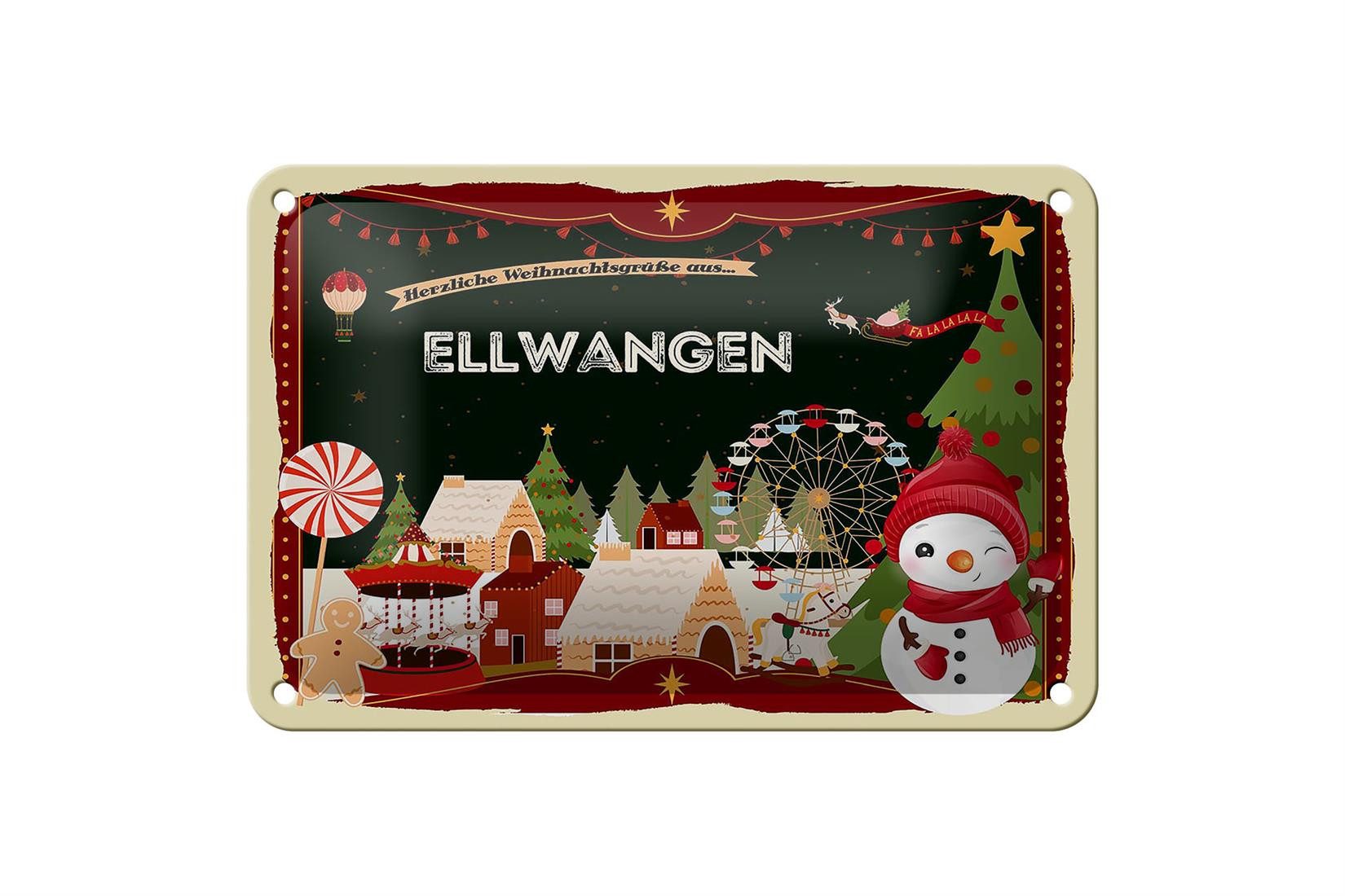 Metallschild Weihnachten Grüße ELLWANGEN 18x12cm
