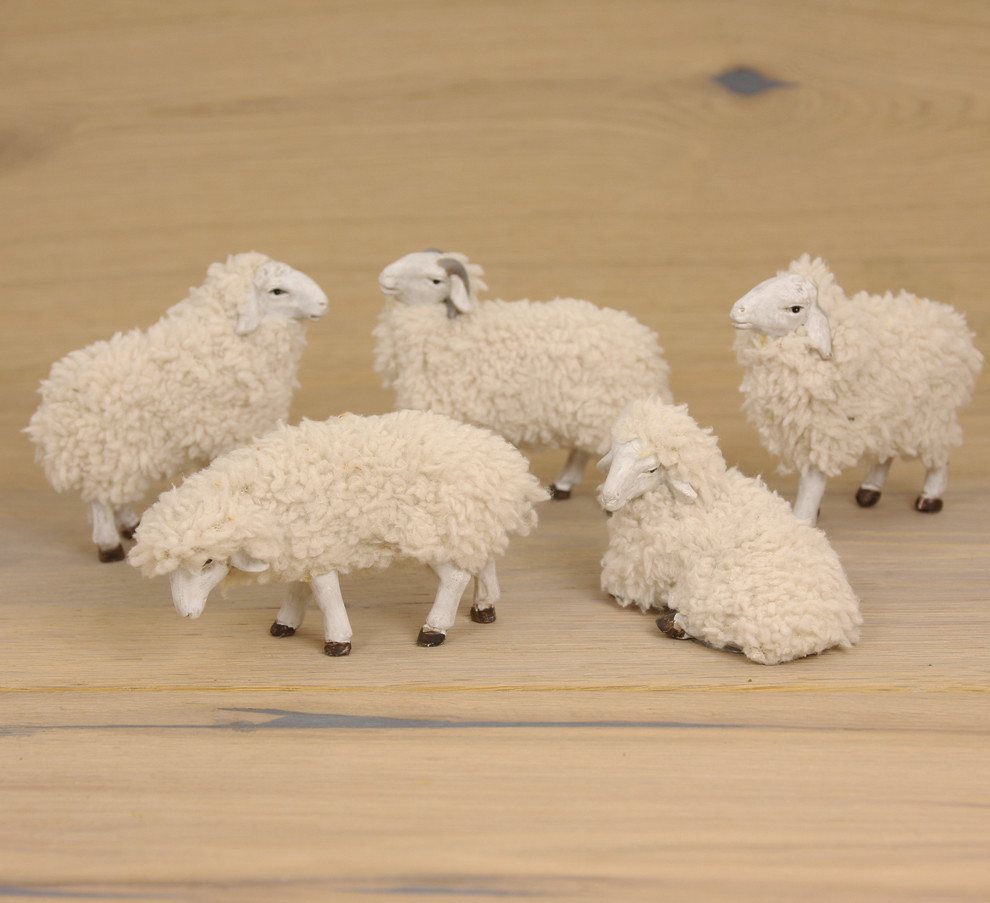 FADEDA Tierfigur 5x FADEDA Wollschafe, Höhe in cm: 5,5