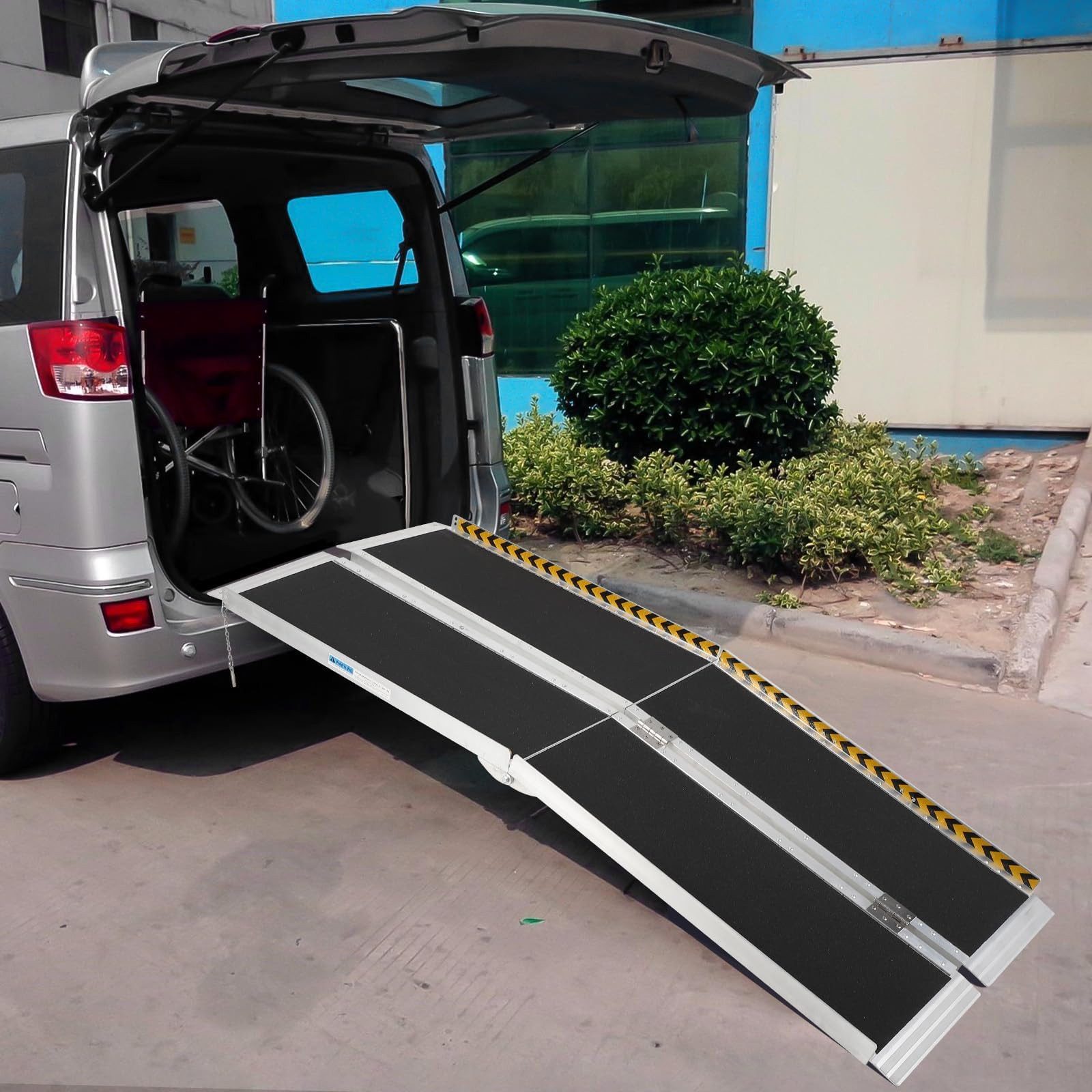 GarveeMore Auffahrrampe Tragbare Rollstuhlrampe 8FT Rutschfeste Faltbare Handicap Rampe