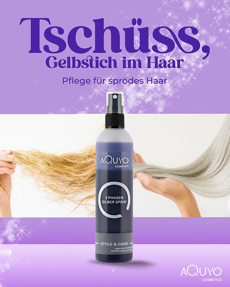 AQUYO Cosmetics Haarpflege-Spray Anti-Gelbstich-Silberspray für blondes und graues Haar