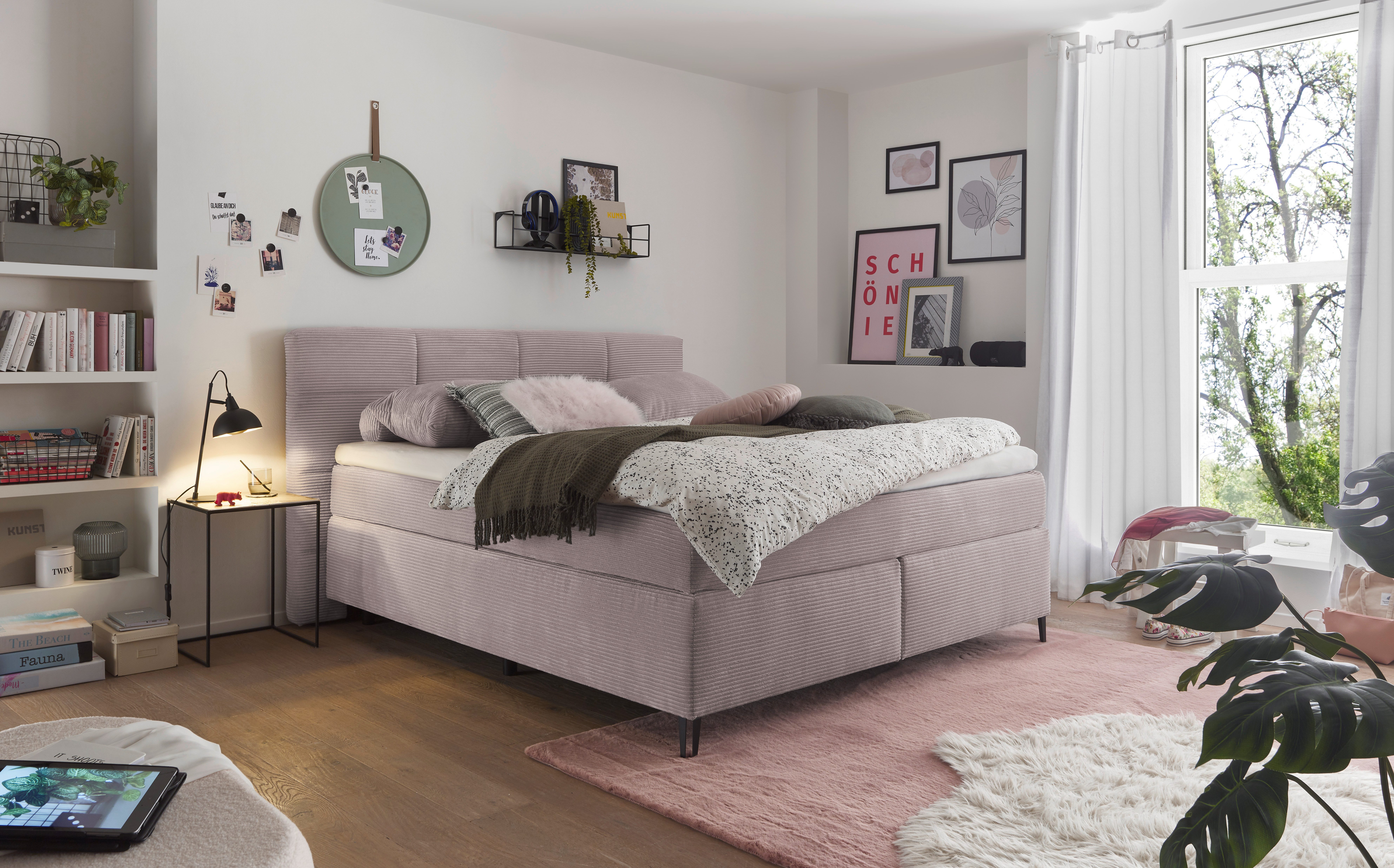 set one by Musterring Boxspringbett Fairfield, mit Metallfuß schwarz, Wendematratze, Breite 160 oder 180 cm