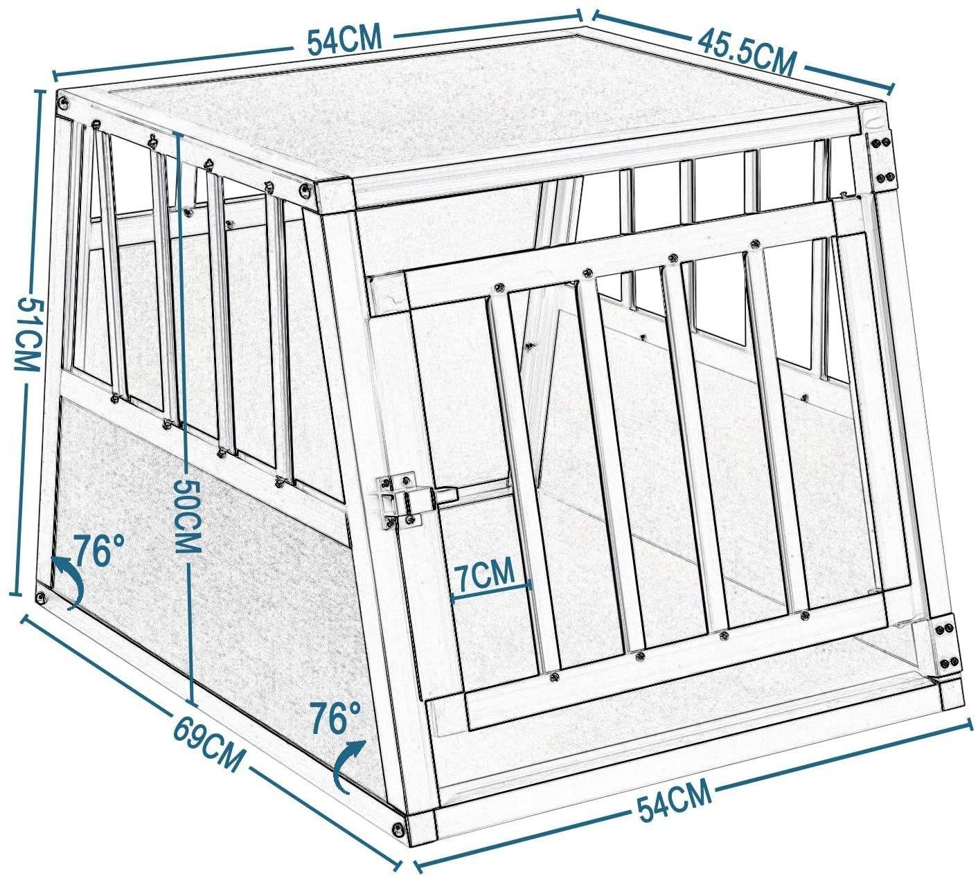 EUGAD Tiertransportbox, Hundetransportbox Alu Reisebox 69x54x50 cm Schwarz