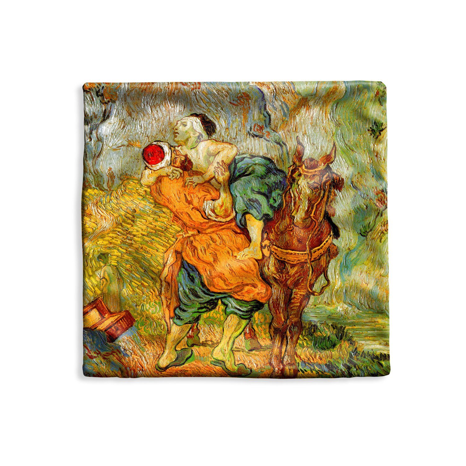 MuchoWow Dekokissen Der barmherzige Samariter - Vincent van Gogh, Kissenbezüge, Kissenhülle, Deko Kissenbezug, Kissen, 40x40 cm