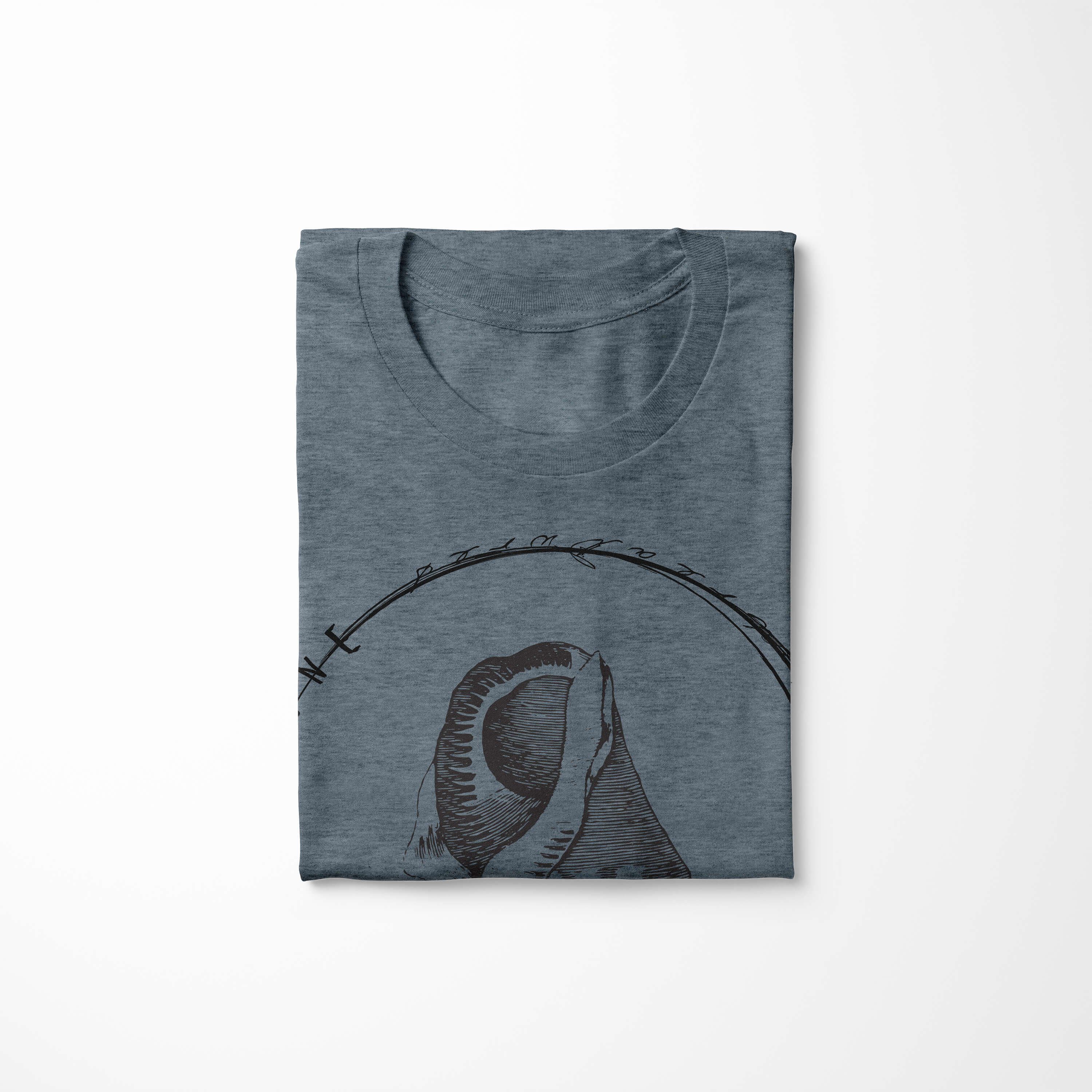 Fische sportlicher Indigo Art und 028 T-Shirt feine Schnitt Sinus - Struktur Serie: T-Shirt Sea Creatures, Sea Tiefsee /