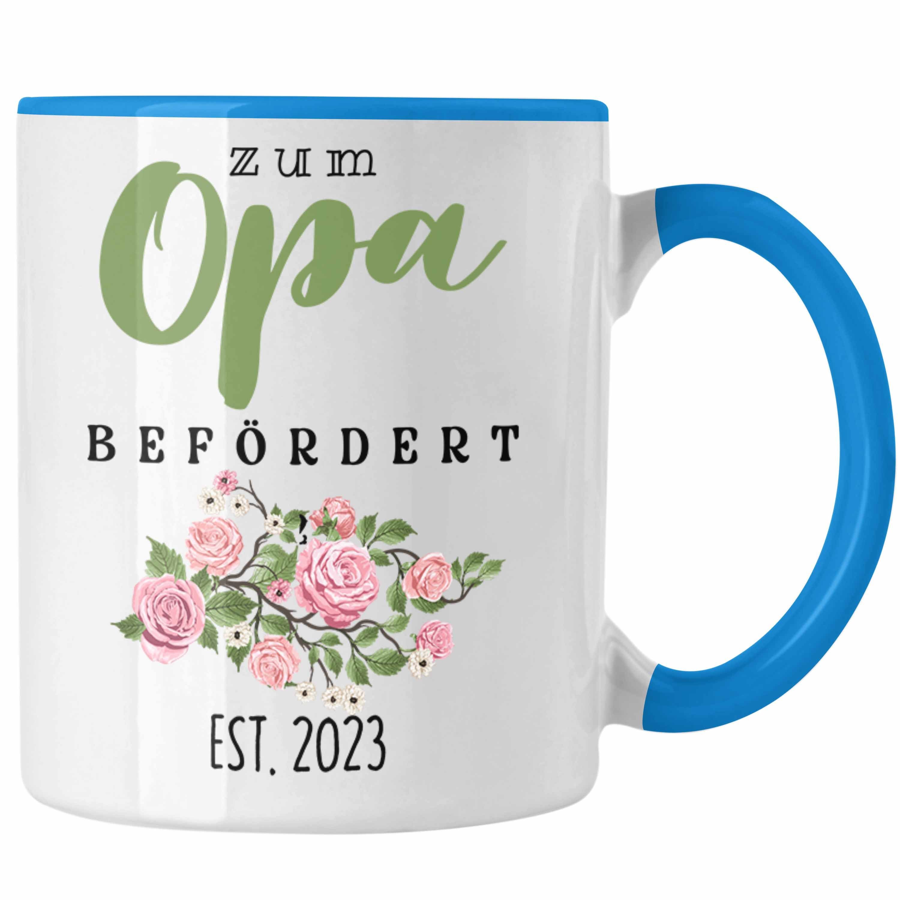 Trendation Tasse Trendation - Du Wirst Opa 2023 Tasse Geschenk Schwangerschaft Blau