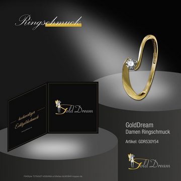 GoldDream Goldring GoldDream Gold Ring Welle Zirkonia Gr.54 (Fingerring), Damen Ring Welle 333 Gelbgold - 8 Karat, Farbe: gold, weiß