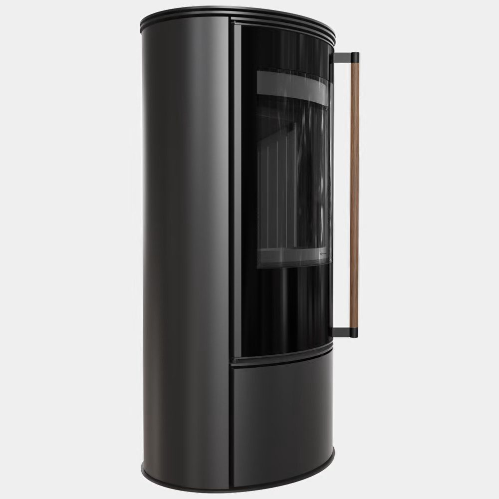 Kratki Kaminofen ERIK Ø 150 5,5 kW schwarzer Termotec-Stahlofen, 5,5 kW