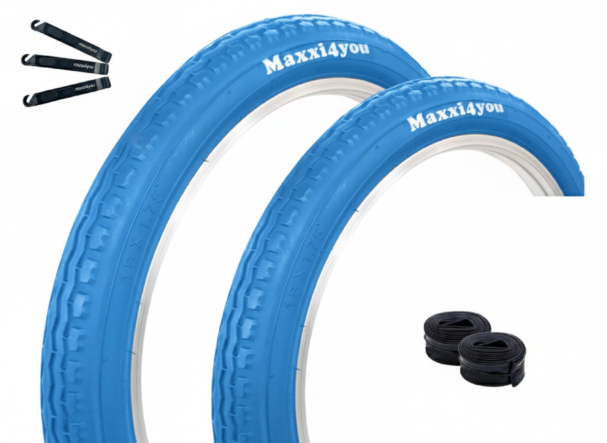 maxxi4you Fahrradreifen Maxxi4you 2 x Fahrradreifen HY-145 in BabyBlau 47-355 + 2 x AV inkl RH