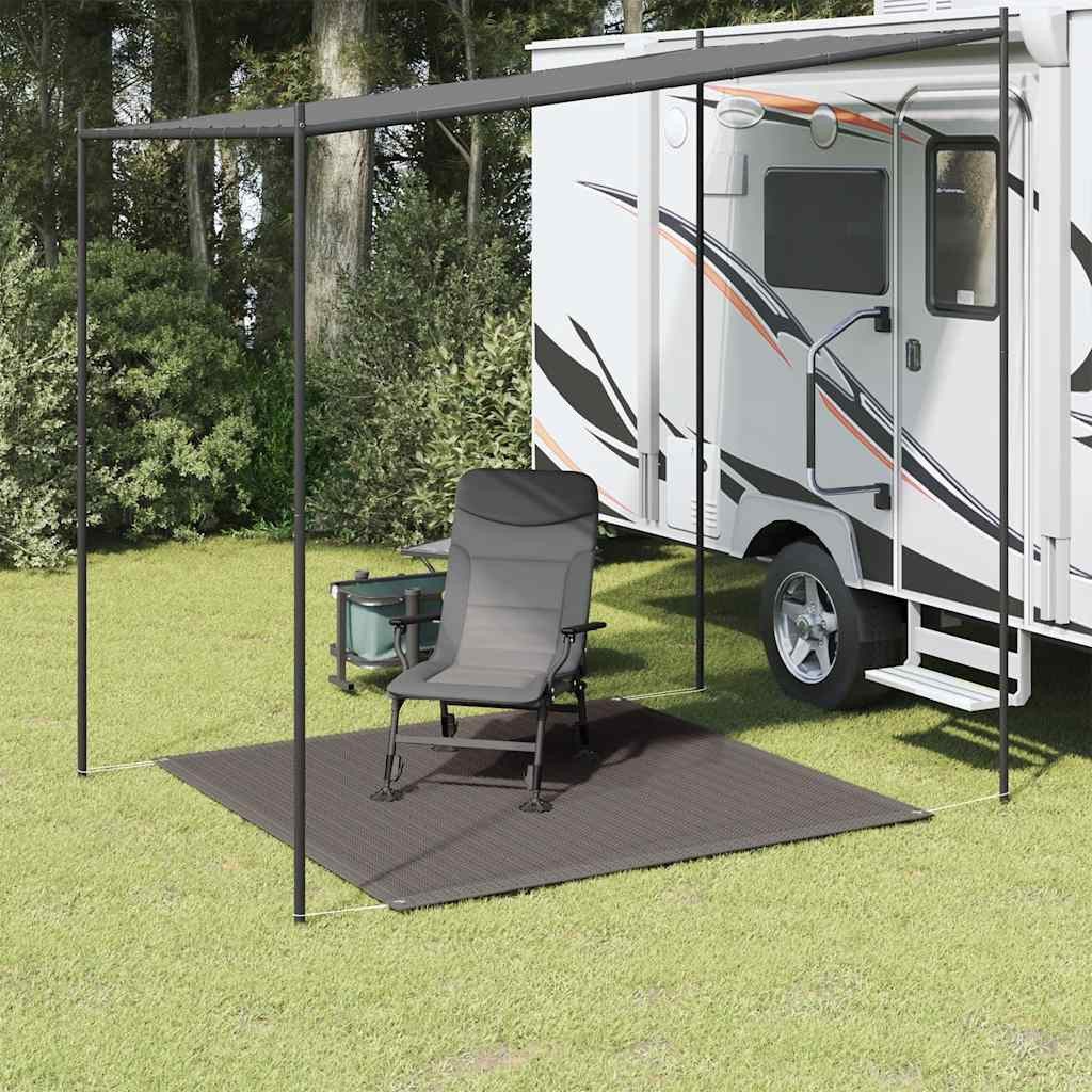 furnicato Outdoorteppich Zeltteppich 250x250 cm Anthrazit aus hochdichtem Polyethylen, Höhe: 1 mm, Wetterfeste Bodenmatte mit Ösen, atmungsaktiv und einfach zuschneidbar