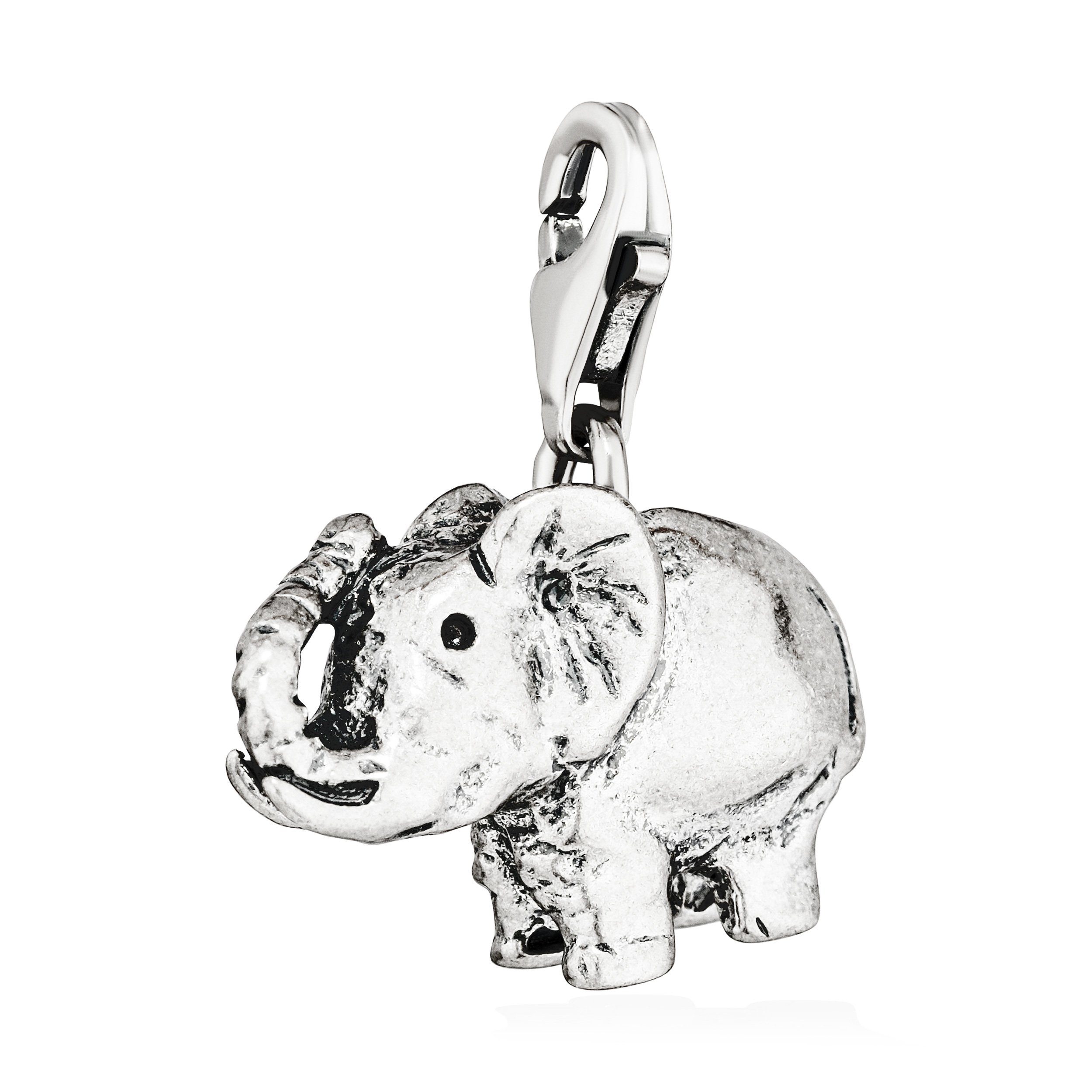 NKlaus Kettenanhänger Charm-Anhänger Elefant 925 Silber antik 14x17mm Silberanhänger Amulett
