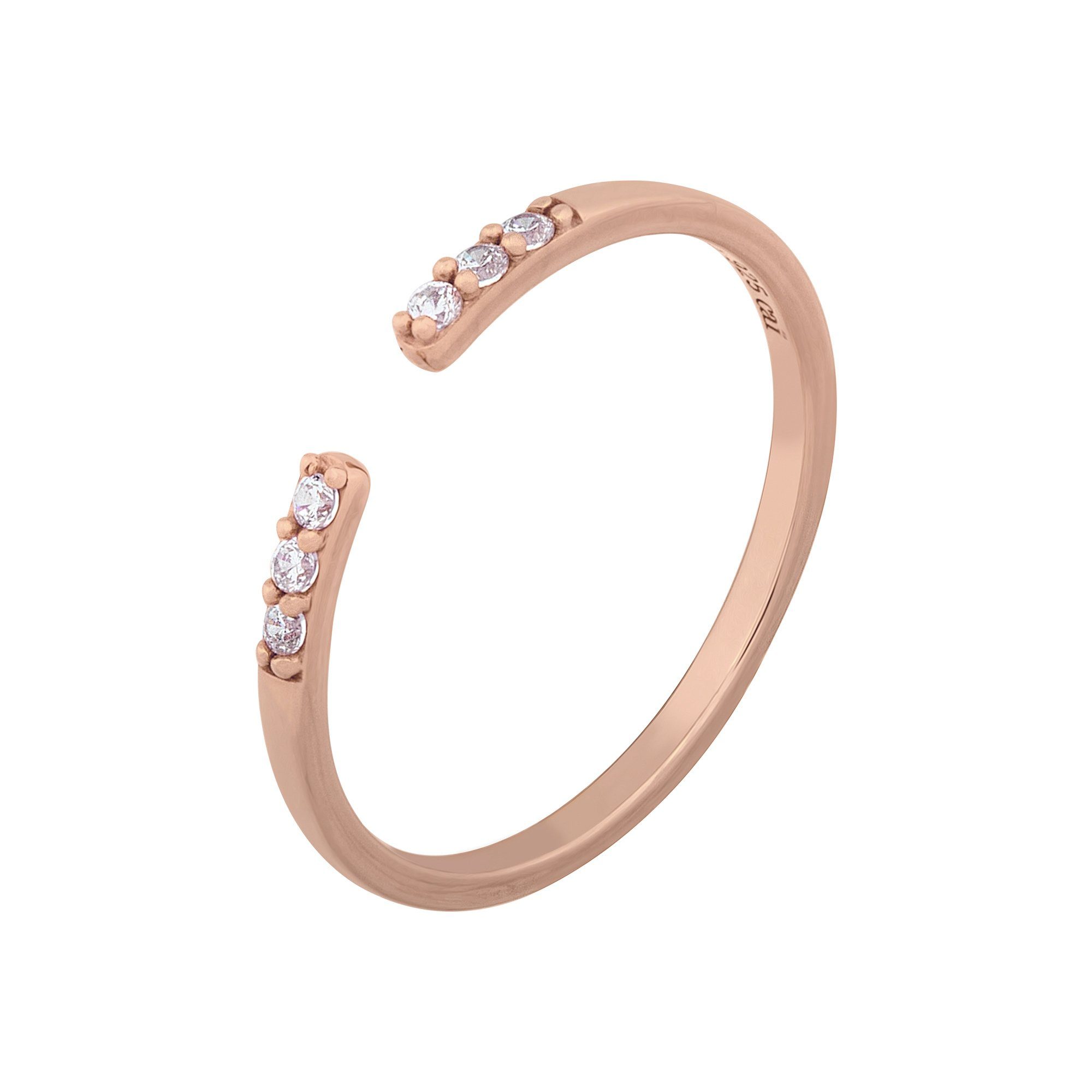 CAÏ Fingerring 925/- Sterling Silber rosévergoldet offen Zirkonia Stacking günstig online kaufen