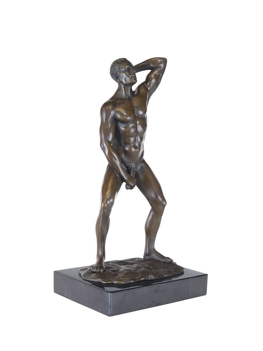 Marmorsockel auf Männerakt Bronze Erotischer Dekoobjekt edlem Figur AFG