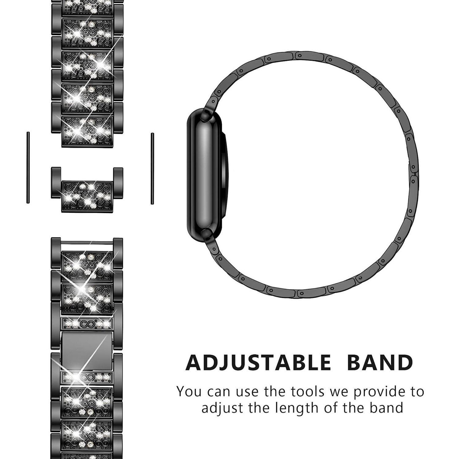 Wigento Smartwatch-Armband Für Samsung Galaxy Watch 8 / 8 Classic Armband Diamant Design Silber, Diamant Design, Edelstahl, Schmuck-Optik, Verstellbar