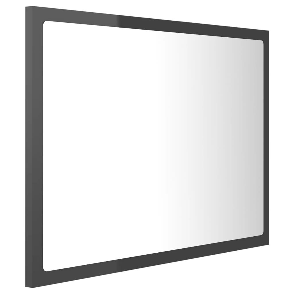 vidaXL Badezimmerspiegelschrank LED-Badspiegel (1-St) cm Hochglanz-Grau Acryl 60x8,5x37