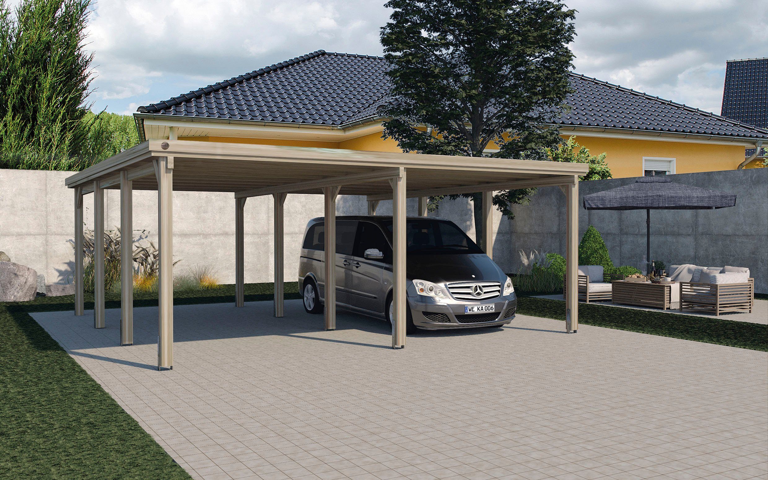 weka Doppelcarport 618 Gr.2, BxT: 603x612 cm, 215 cm Einfahrtshöhe