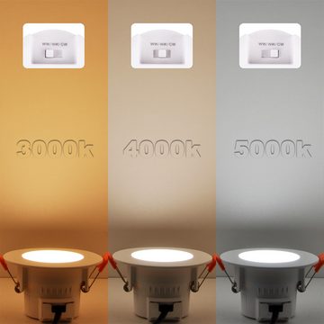 ENUOTEK LED Einbaustrahler 5W Kleine LED Einbaustrahler Lampen Weiß IP44 Lichtfarbe Einstellbar, Nicht Dimmbar, LED fest integriert, Warmweiß 3000K, Natürliches Weiß 4000K, Kaltweiß 5000K, Deckenleuchte