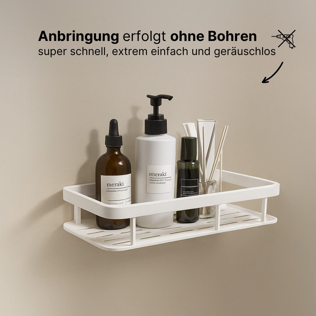 LIVINA HOME Duschablage ohne Bohren, Duschablage zum hängen, Duschkorb in schwarz, 1-tlg., Badregal, Duschregal, Duschzubehör, Badezimmerorganizer, +4 Haken