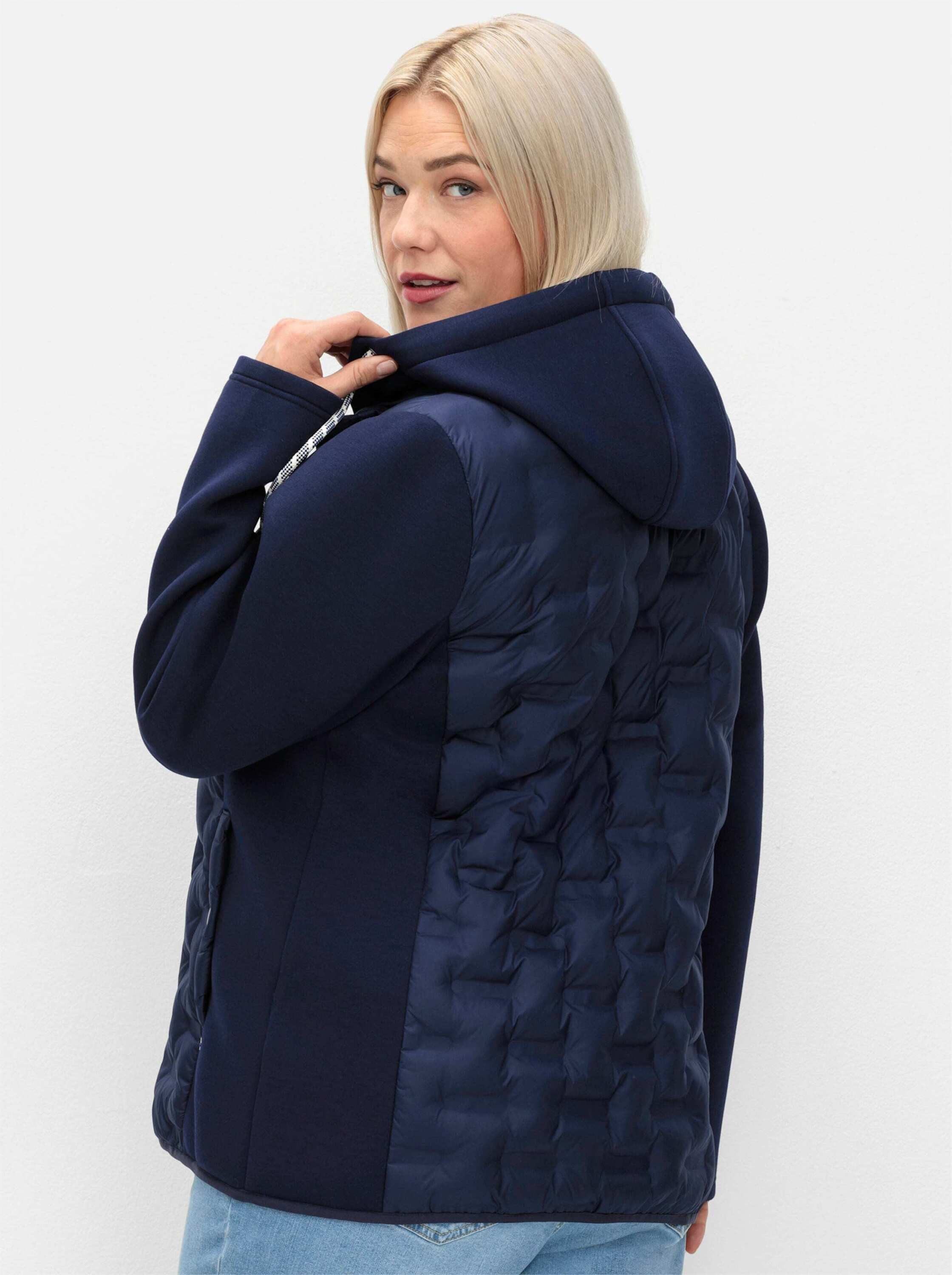 Sheego Allwetterjacke Steppjacke Langarm im Materialmix, mit abnehmbarer Ka günstig online kaufen