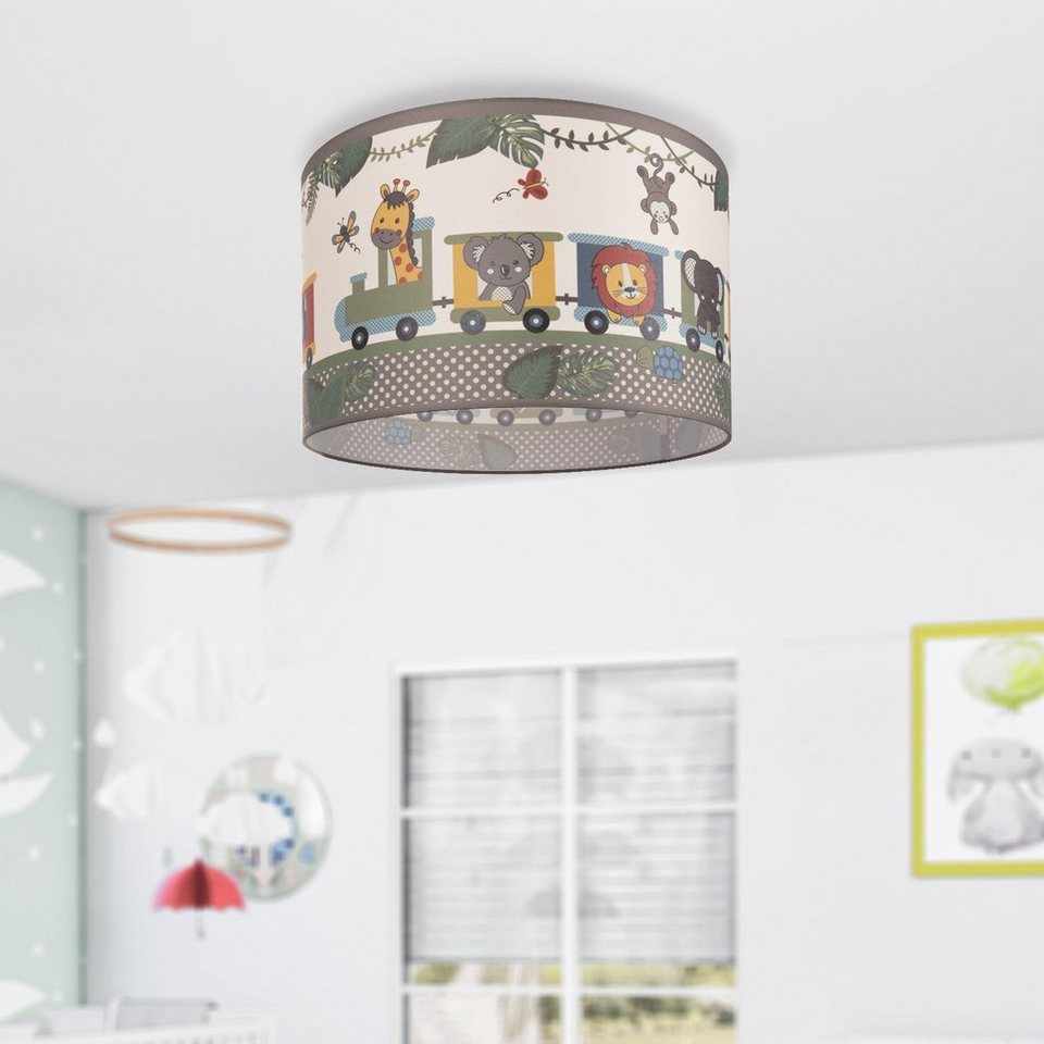 Paco Home Deckenleuchte Diamond 635, ohne Leuchtmittel, Kinderlampe  Deckenlampe LED Kinderzimmer Lampe Zug Tieren, E27